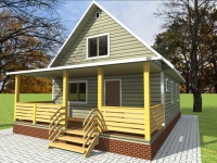 Каркасный дом 7х11 | Одноэтажные с мансардой деревянные дачные дома с террасой