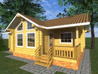Дом из бруса 8х11 | Одноэтажные деревянные дачные дома с террасой